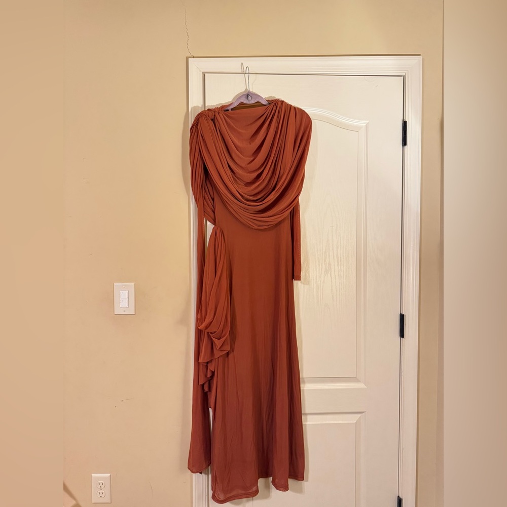 Orange Sunfere Draped Maxi Dress Size Medium